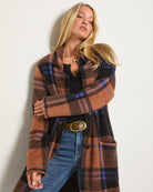 Toffee Plaid $|& SEAS Unity Coatigan - SOF Front