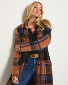 Toffee Plaid $|& SEAS Unity Coatigan - SOF Front