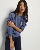 Heather Indigo Haze $|& SEAS Cliffedge Raglan Peace on Earth Sweatshirt - VOF Front