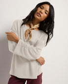 Cream $|& SEAS Sonder Cinch Sleeve Pullover - SOF Full Front