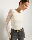 Cream $|& SEAS Flora Lace Tee - VOF Front
