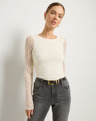 Cream $|& SEAS Flora Lace Tee - SOF Front