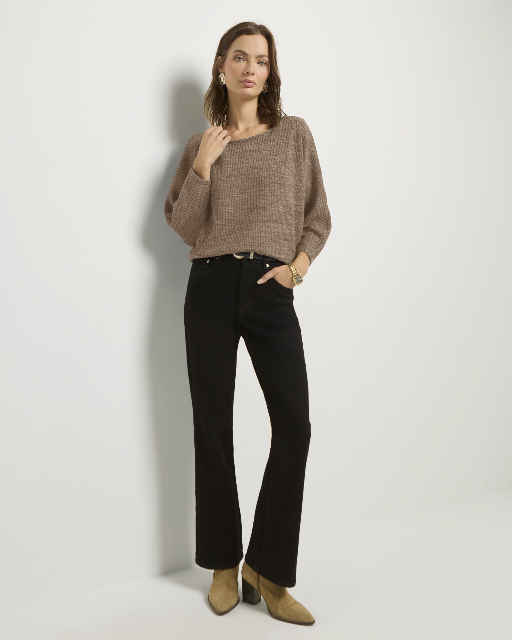 Heather Sandbar $|& SEAS Highland Dolman Long Sleeve Top - UGC On Fig