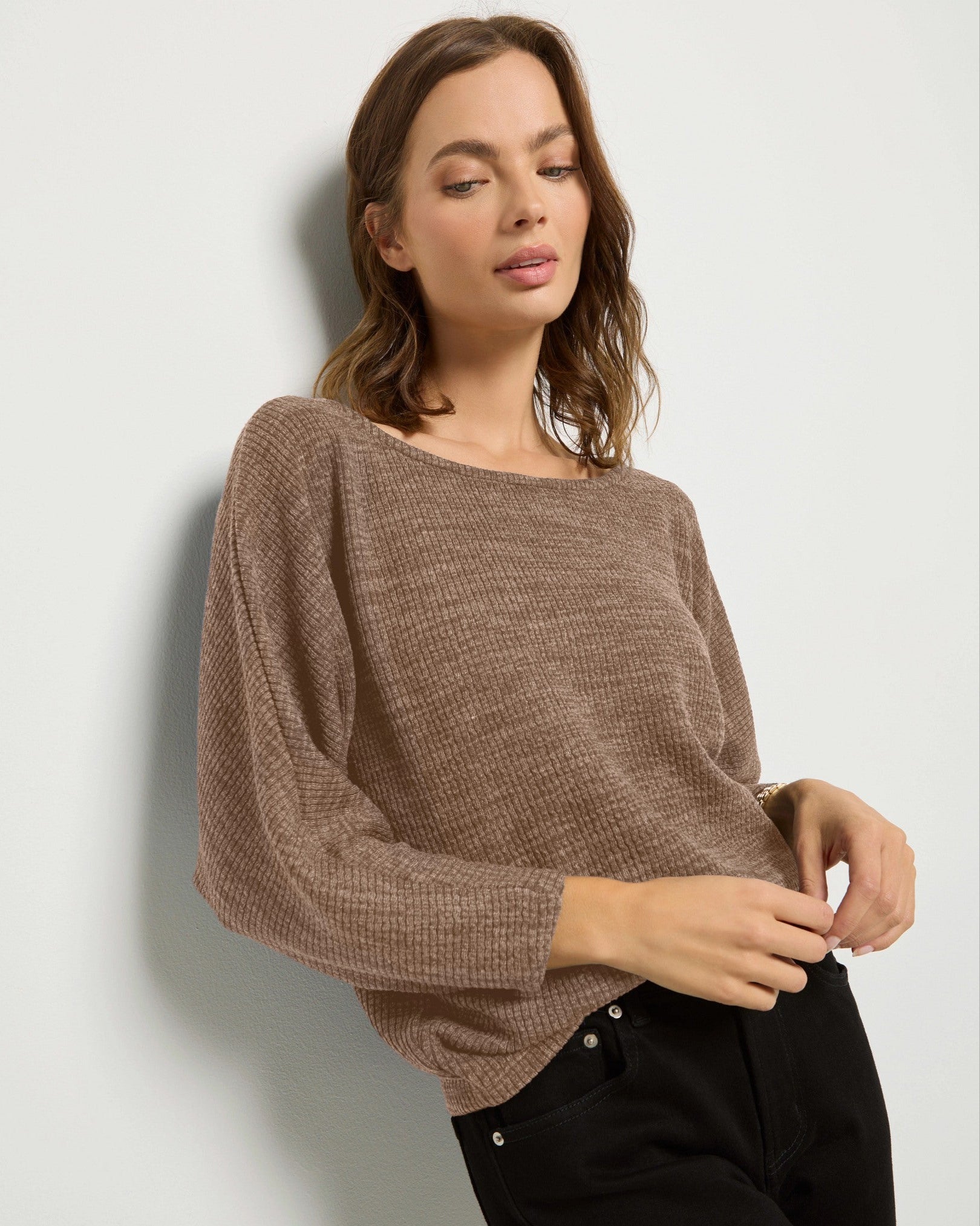 Heather Sandbar $|& SEAS Highland Dolman Long Sleeve Top - SOF Full Front