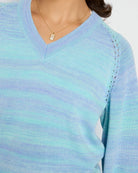 Indigo Haze $|& SEAS Virgo V-Neck Sweater - SOF Full Front