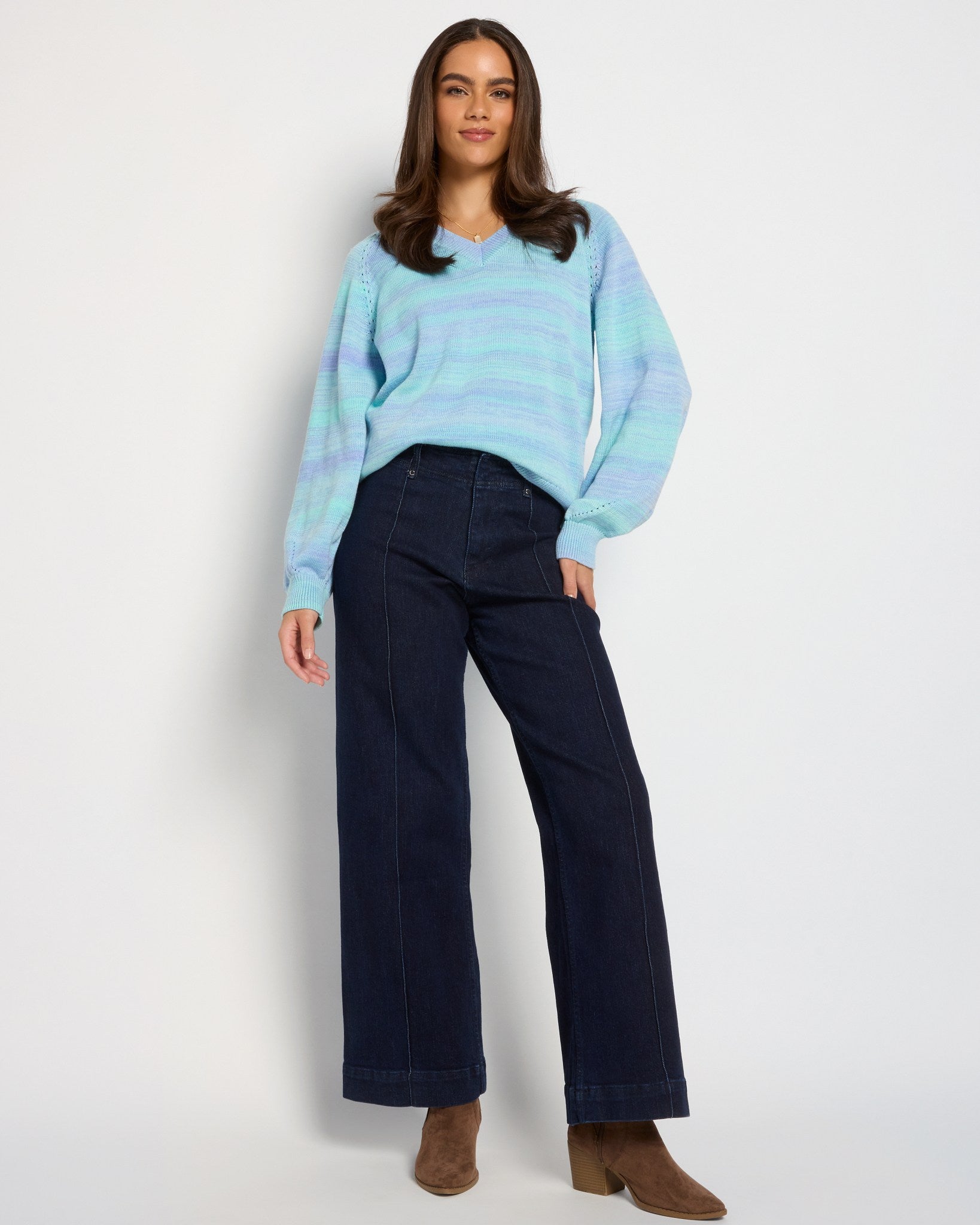 Indigo Haze $|& SEAS Virgo V-Neck Sweater - UGC On Fig