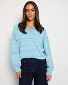 Indigo Haze $|& SEAS Virgo V-Neck Sweater - SOF Front