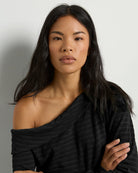 Black $|& SEAS Marigold One Shoulder Top - SOF Back