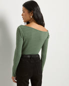 Faded Turf Green $|& SEAS Marigold One Shoulder Top - SOF Back