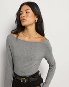 Heather Grey $|& SEAS Eden Boat Neck Top - VOF Side