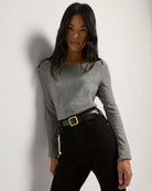 Heather Grey $|& SEAS Eden Boat Neck Top - SOF Front