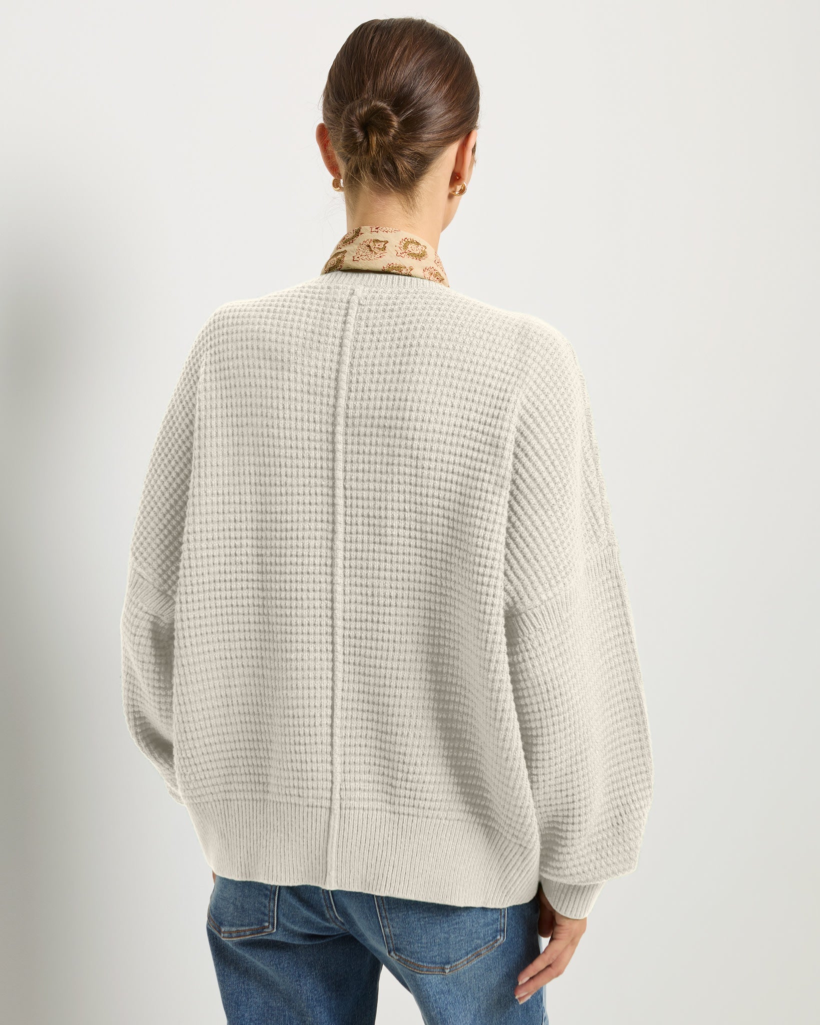 Cream $|& SEAS Lotus V-Neck Sweater - SOF Back