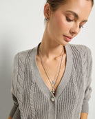 Heather Grey $|& SEAS Amethyst Cable Cardigan - VOF Side
