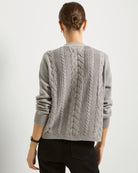 Heather Grey $|& SEAS Amethyst Cable Cardigan - SOF Back