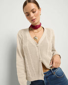 Heather Cream $|& SEAS Amethyst Cable Cardigan - SOF Full Front